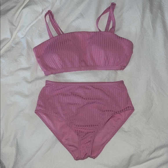 Joe Fresh Other - Joe Fresh Pink Ribbed Bikini Set